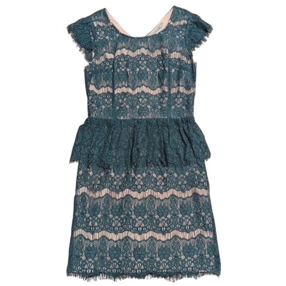 Maeve Dress S Small Dark Teal Lace Peplum Lacy Special Occasion Anthropologie